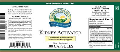 Photo of the Nature's Sunshine Kidney Activator label
