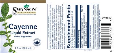 Photo of the Swanson Premium Brand Cayenne Liquid Extract label