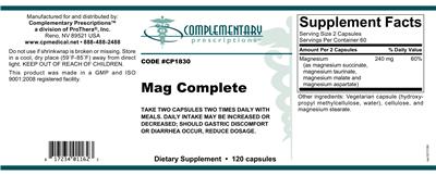 Photo of the Complementary Prescriptions Mag Complete label