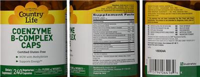 Photo of the Country Life Coenzyme B-Complex Caps label