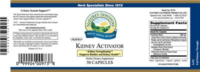 Photo of the Nature's Sunshine Kidney Activator label