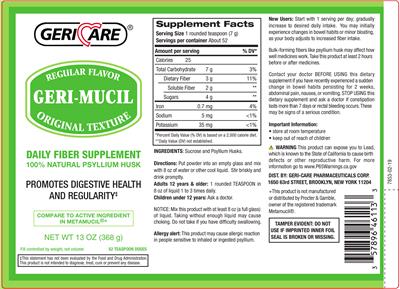 Photo of the Geri-Care Geri-Mucil Regular Flavor label