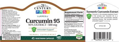 Photo of the 21st Century Curcumin 95 500 mg label