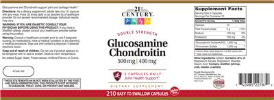 Photo of the 21st Century Glucosamine 500 mg Chondroitin 400 mg label