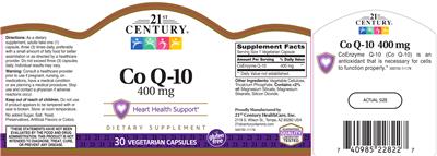 Photo of the 21st Century Co Q-10 400 mg label