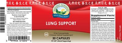 Photo of the Nature's Sunshine Lung Support label