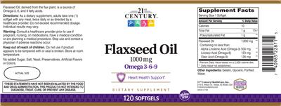 Photo of the 21st Century Flaxseed Oil 1000 mg label
