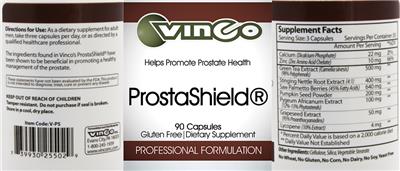 Photo of the Vinco ProstaShield label