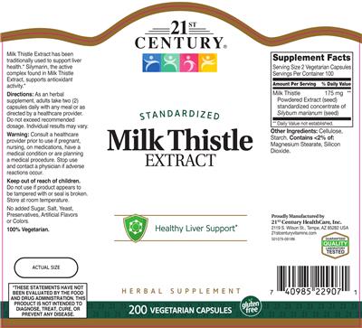 Photo of the 21st Century Milk Thistle Extract label