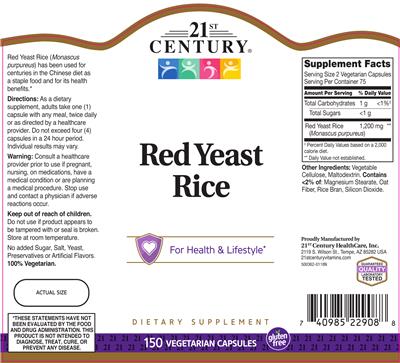Photo of the 21st Century Red Yeast Rice label