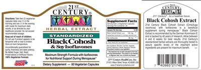 Photo of the 21st Century Black Cohosh & Soy Isoflavones label