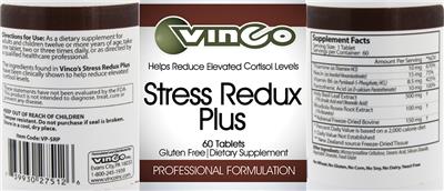 Photo of the Vinco Stress Redux Plus label