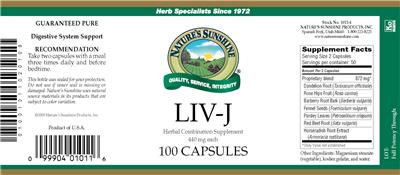 Photo of the Nature's Sunshine LIV-J label