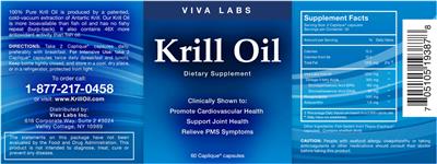 Photo of the Viva Labs Krill Oil label