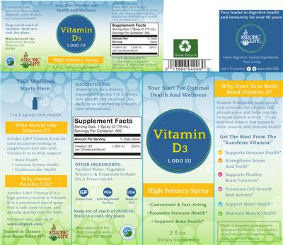 Photo of the Aerobic Life Vitamin D3 1000 IU label