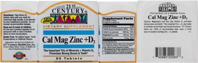 Photo of the 21st Century Cal Mag Zinc +D3 label