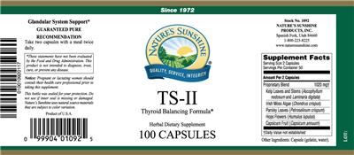 Photo of the Nature's Sunshine TS-II label