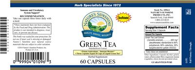 Photo of the Nature's Sunshine Green Tea label