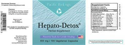 Photo of the Pacific BioLogic Hepato-Detox label