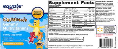 Photo of the Equate Children's Gummy Multivitamins label