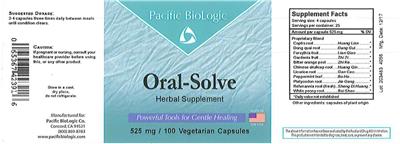 Photo of the Pacific BioLogic Oral-Solve label