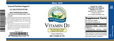 Photo of the Nature's Sunshine Vitamin D3 label