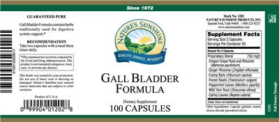 Photo of the Nature's Sunshine Gall Bladder Formula label