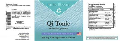 Photo of the Pacific BioLogic Qi Tonic label
