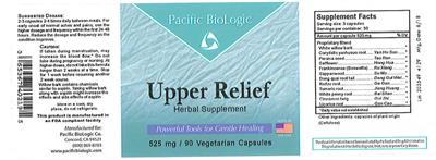 Photo of the Pacific BioLogic Upper Relief label