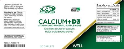 Product label for Calcium+D3