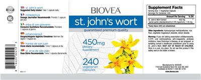 Photo of the BIOVEA St. John's Wort 450 mg label