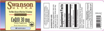 Photo of the Swanson Ultra CoQ10 30 mg label