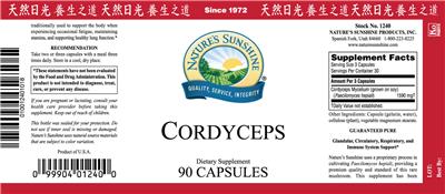 Photo of the Nature's Sunshine Cordyceps label
