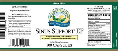 Photo of the Nature's Sunshine Sinus Support EF label