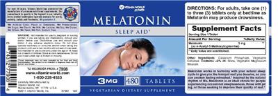 Photo of the Vitamin World Melatonin 3 mg label