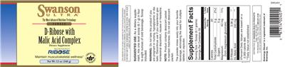 Photo of the Swanson Ultra D-Ribose with Malic Acid Complex label