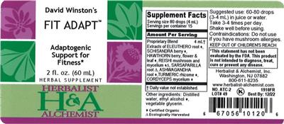 Photo of the Herbalist & Alchemist David Winston's Fit Adapt label