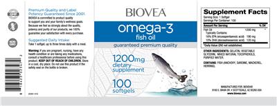 Photo of the BIOVEA Omega-3 Fish Oil 1200 mg label