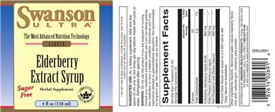Photo of the Swanson Ultra Elderberry Extract Syrup label