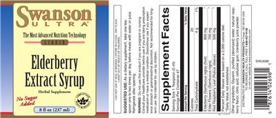 Photo of the Swanson Ultra Elderberry Extract Syrup label