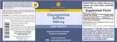Photo of the Vitamin World Glucosamine Sulfate 1000 mg label
