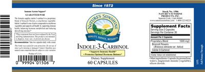 Photo of the Nature's Sunshine Indole-3-Carbinol label