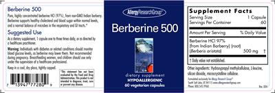 Photo of the Allergy Research Group Berberine 500 label
