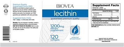 Photo of the BIOVEA Lecithin 1200 mg label