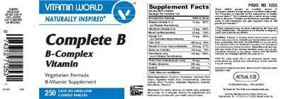 Photo of the Vitamin World Complete B Complex label