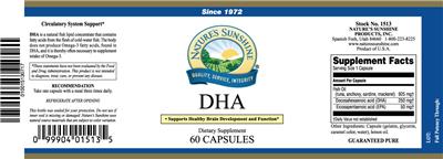 Photo of the Nature's Sunshine DHA label