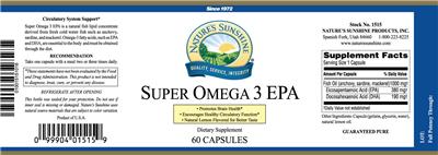 Photo of the Nature's Sunshine Super Omega 3 EPA label