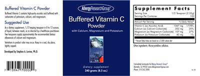Photo of the Allergy Research Group Buffered Vitamin C Powder label