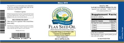 Photo of the Nature's Sunshine Flax Seed Oil label