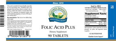 Photo of the Nature's Sunshine Folic Acid Plus label